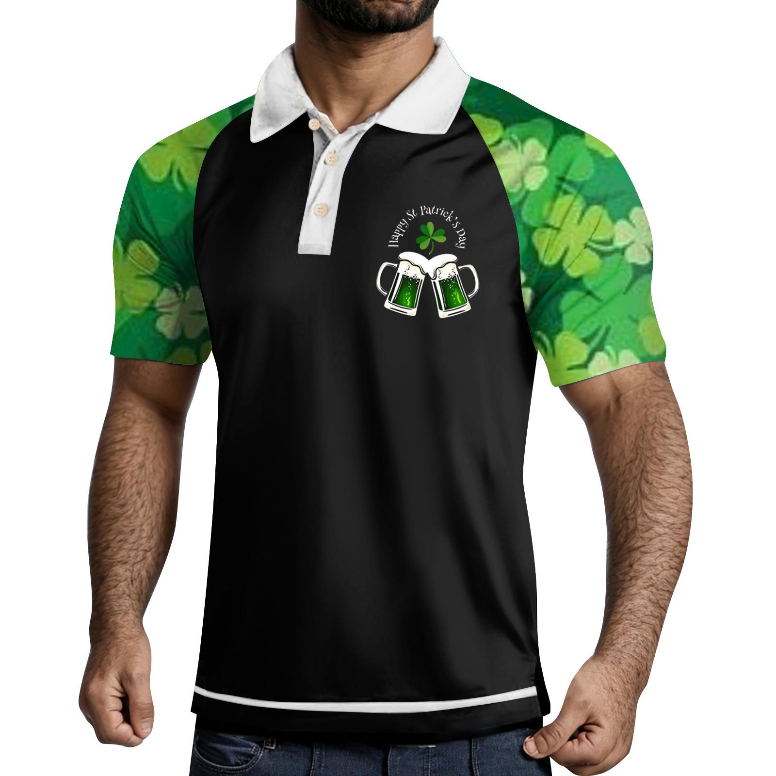 

Чоловіча сорочка для гольфу, повсякденна, спортивна, з V-подібним вирізом, ребристим коміром, короткими рукавами, модна повсякденна одноколірна однотонна весна та літо, звичайного крою XL чорний