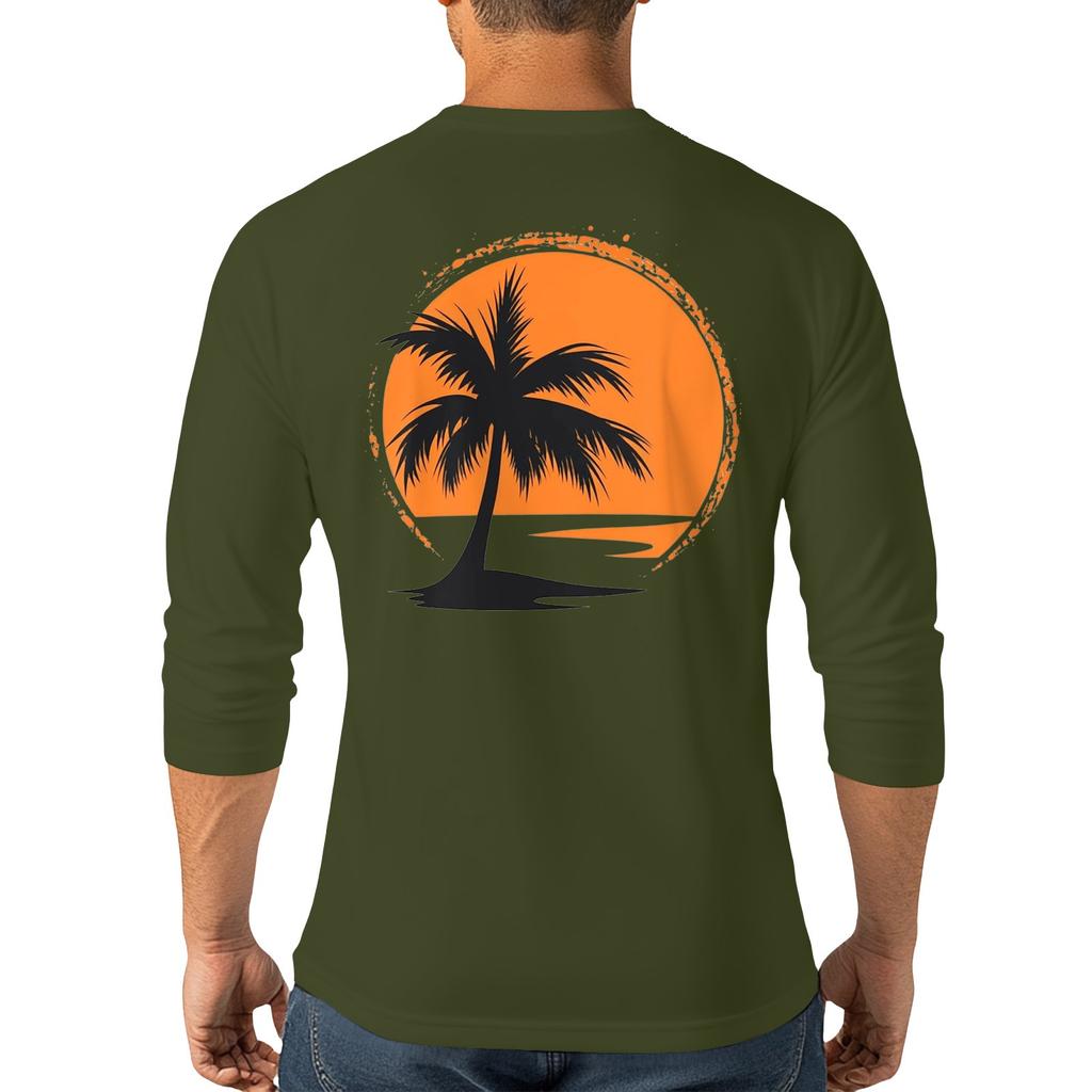 Men's Fashion Casual Independence Day Print  Neck Seven-point Sleeve Top T-shirt