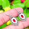 Italian Red Coral Gemstone 925 Sterling Silver Gift Jewelry Earring 1.69"