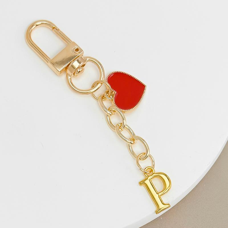 Metal Heart Letter Keychain Fashion A-Z Initial Keyring Charms Car Key Holders Bag Pendant Accessories Valentine'S Day Gift