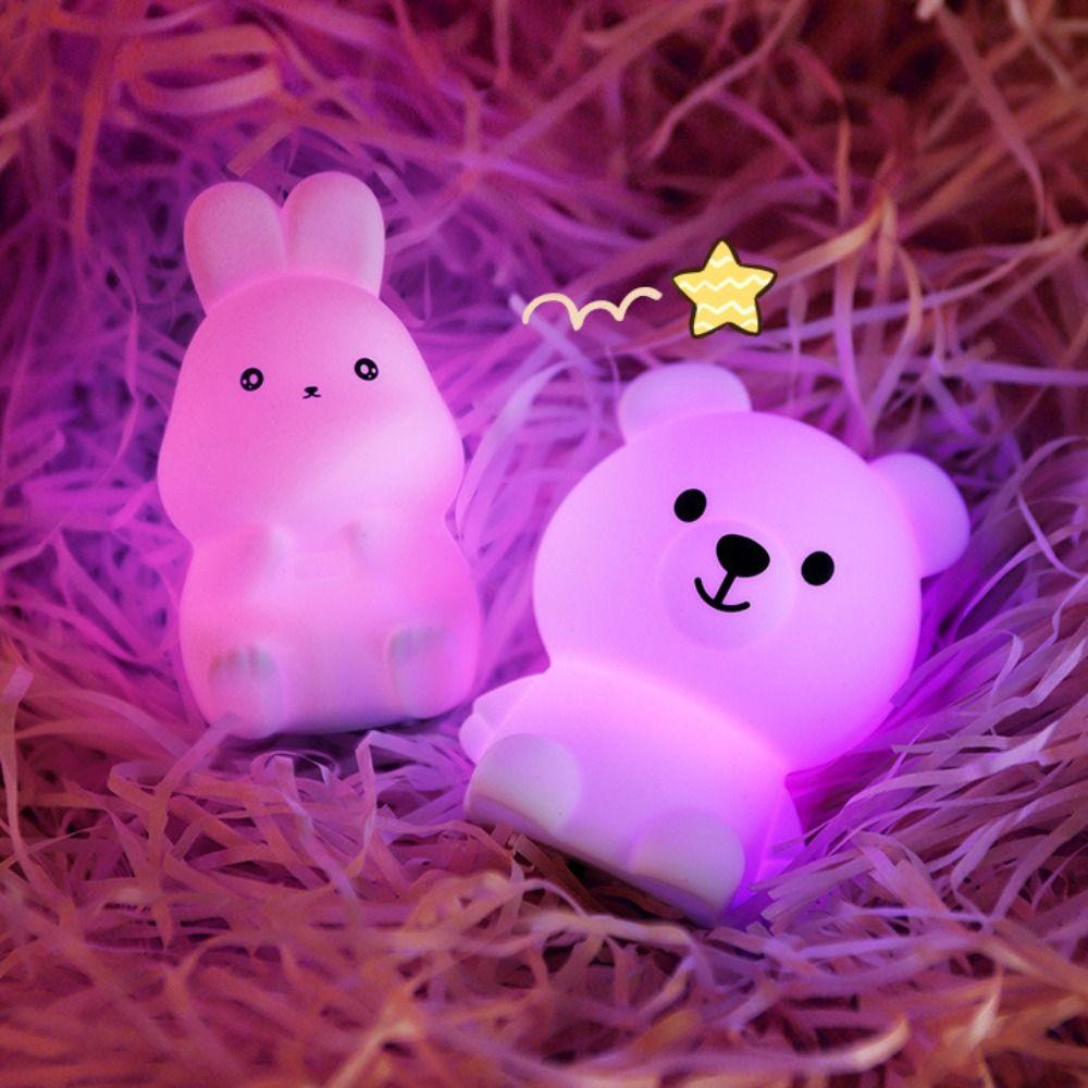 Desktop Ornaments Silicone LED Night Light Cute Mini Desk Lamp Creative Soft Sleeping Light Gift