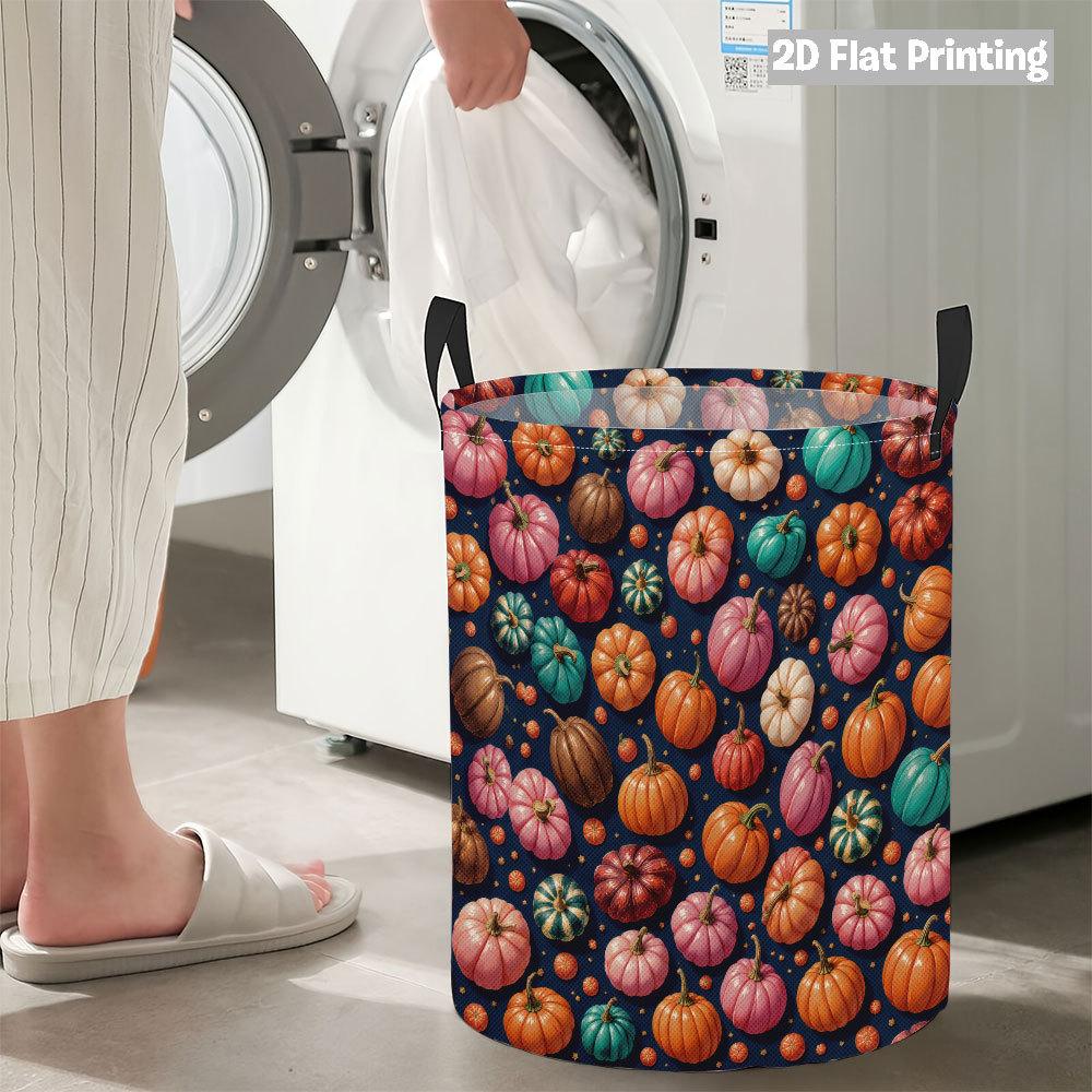 Collapsible Laundry Basket Large Round Waterproof Fabric Hamper Dirty Clothes Storage Bin Toy Organizer with Handles