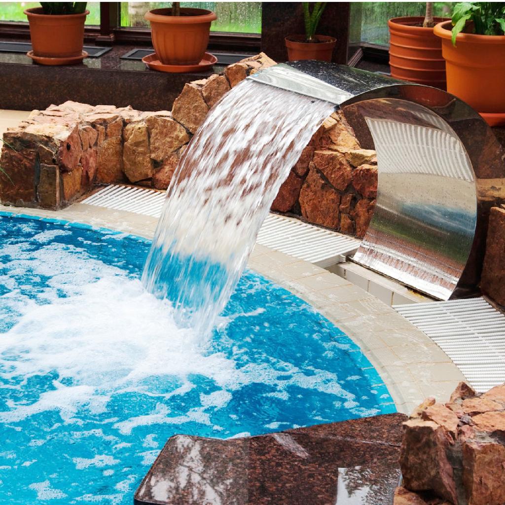 VEVOR Pool Waterfall Fountain Stainless Steel Fountain 15.4\" x 7.9\" x 1.5\" Silver Pool Fountains for Ground Pools Garden Outdoor Waterfalls Sheer