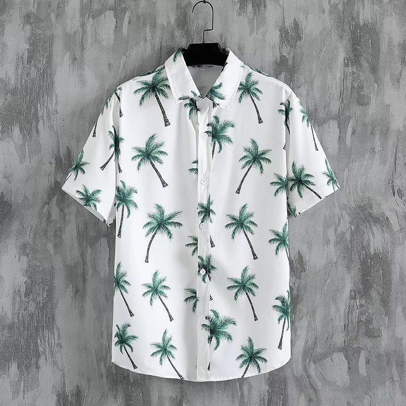 Hawaii beach men's and women's short-sleeved shirts seaside casual vacation shirts floral men's