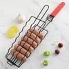 Hot Dog Holder for Grilling Iron Multifunctional BBQ Sau Grill Rack with Wooden Handle for Mt Vegetables