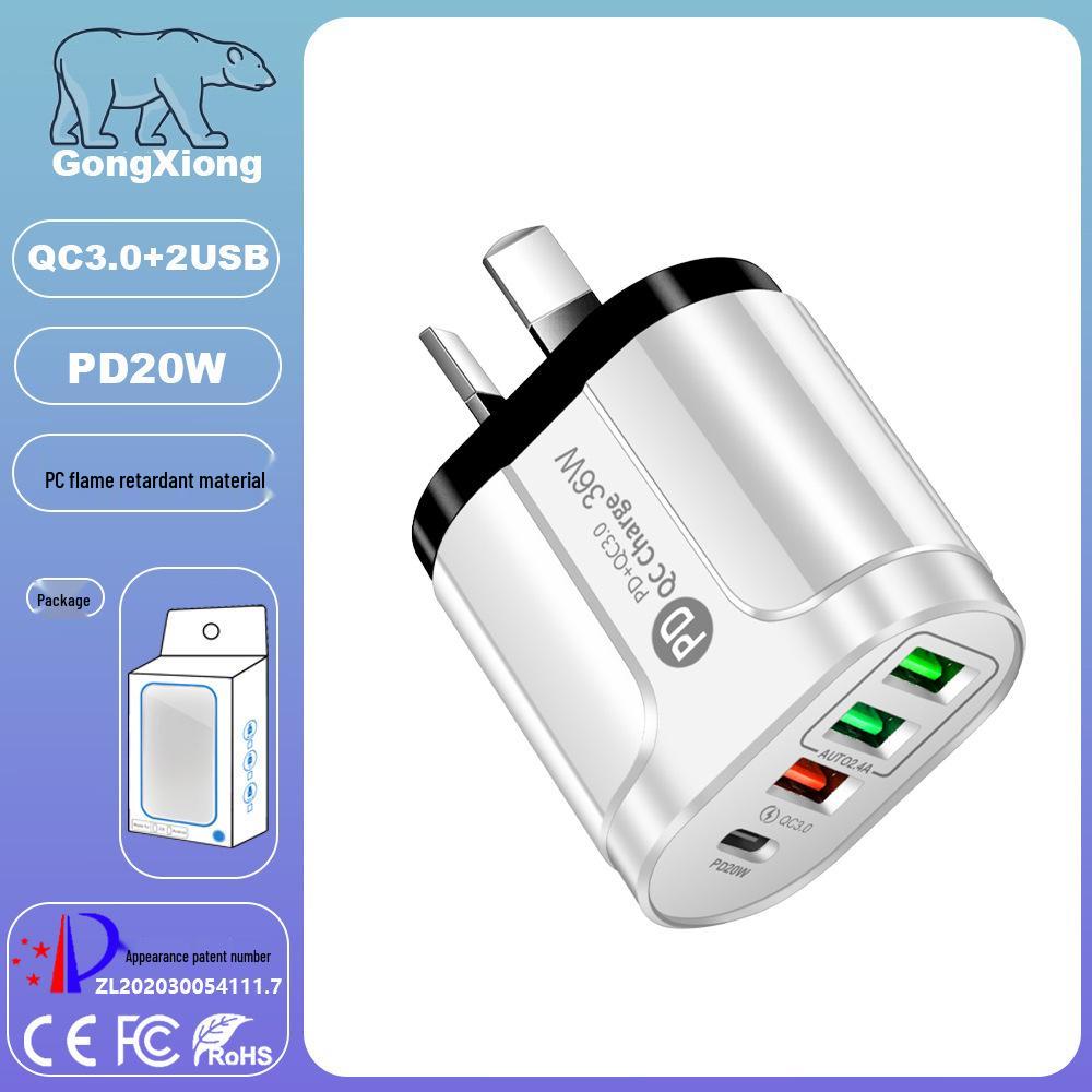 Universal Travel USB Adapter with PD20W Fast Charge - 3 USB Ports & 1 PD Port