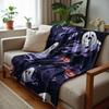 Cartoon Flat Leopard Texture Anime Cartoon Flannel Blanket Soft Warm Throw for Bedroom Sofa Car Kids Holiday Gift
