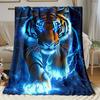 1pc Blue Lightning Tiger Portable Blanket | Lightweight Throw for Sofa Bed Travel Camping, Livingroom Office Couch Chair, and Bed - Digital