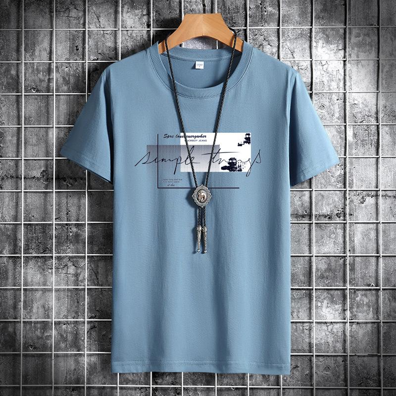 Sommer Herren Rundhals Baumwolle Kurzarm Mode Bedrucktes Casual Herren Lose Sport T-Shirt