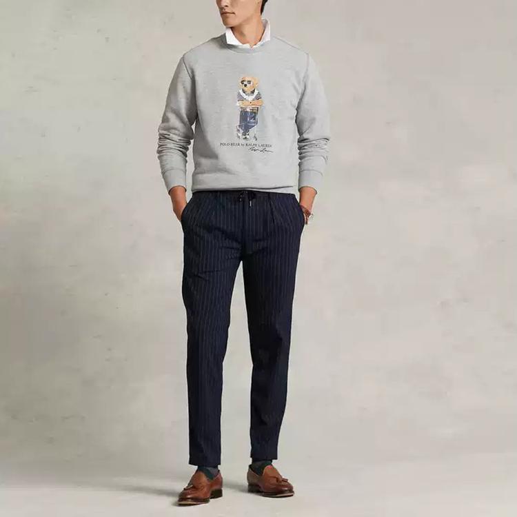 Polo Ralph Lauren FW22 Bear Print Crewneck Long Sleeve Sweatshirt Men sweatshirt Gray MNPOKNI16822128-020