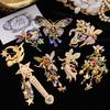 Broches Esmaltados de Cristal Dazzle Clássicos Vintage para Mulheres Homens Meio Retro Elegante Exquisito Acessórios de Broche de Fada Presente