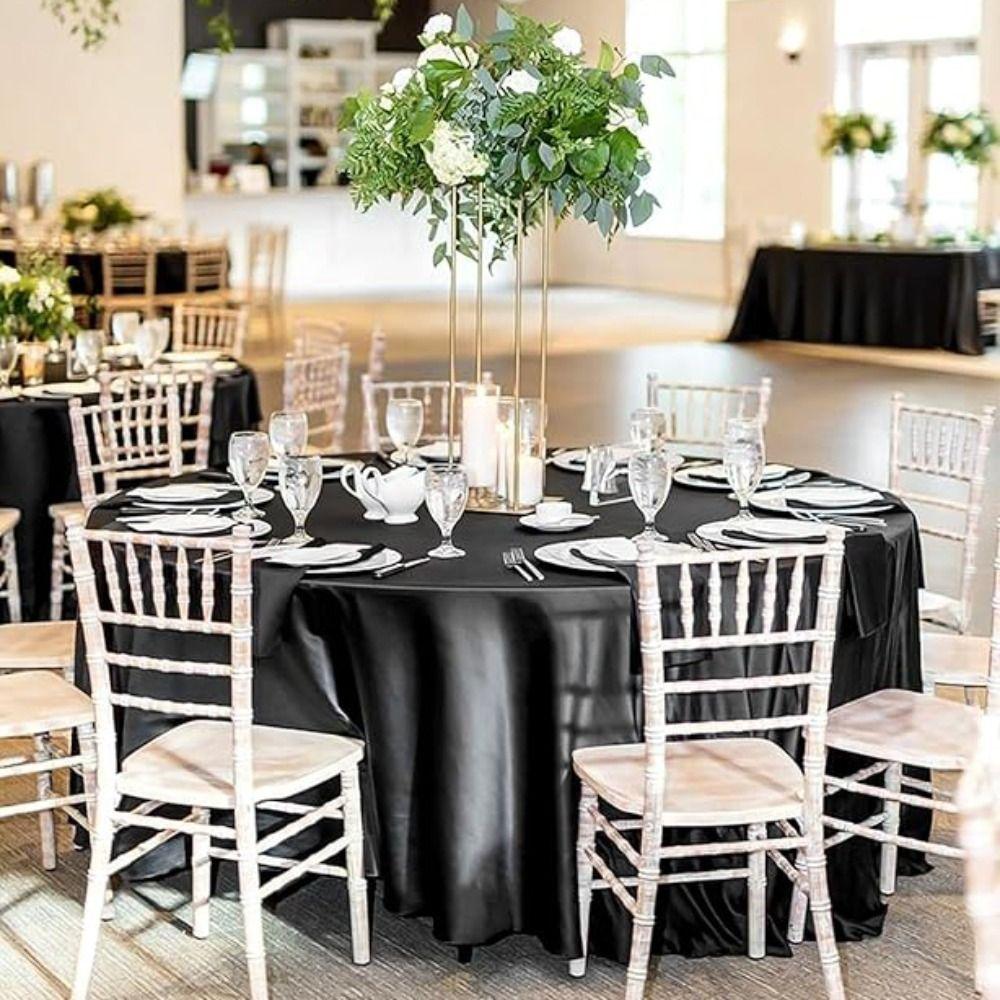 Smooth Round Satin Tablecloth Imitation Silk Table Decoration Luxurious Table Cover  Wedding
