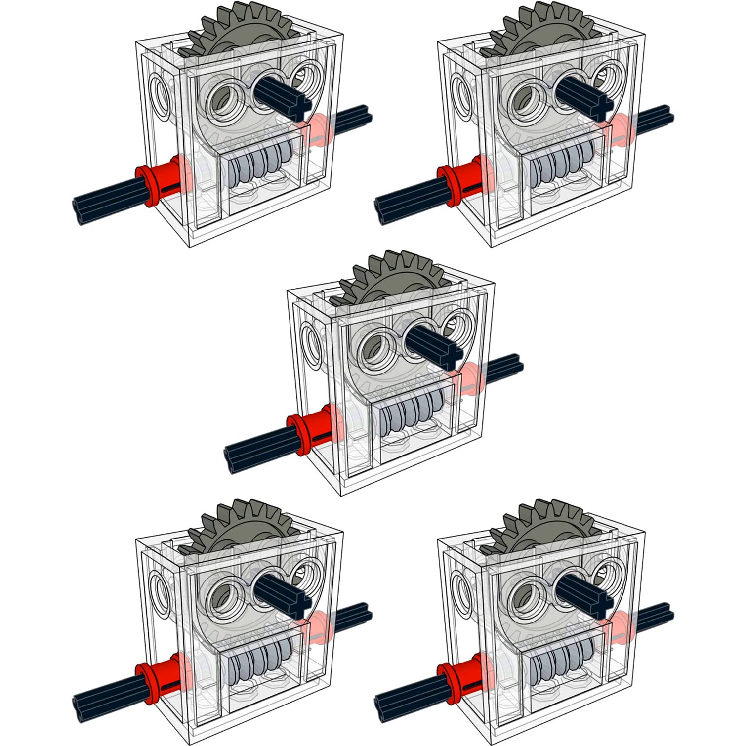 

Technical Parts 5 Sets Complete Gearbox Assembly Wormbox Gear Motor Reducer Block Compatible with Mindstorms Robotics ev3 NXT MOC Transparent Robotics