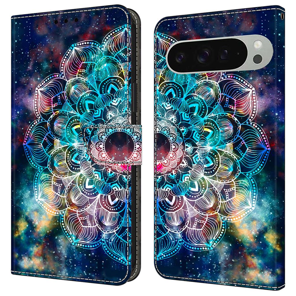 For Google Pixel 9 Pro XL Case Pattern Printed Protective Cover TPU+PU Leather Flip Phone Case