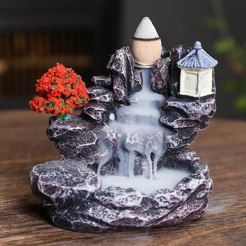 

Home Decor Creative Alpine Flowing Water Resin Reversible Incense Burner Living Room Decoration Sandalwood Incense Burner