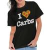 Funny Food Humor I Love Carbs Pizza Heart Womens Graphic Crewneck T Shirt Tee