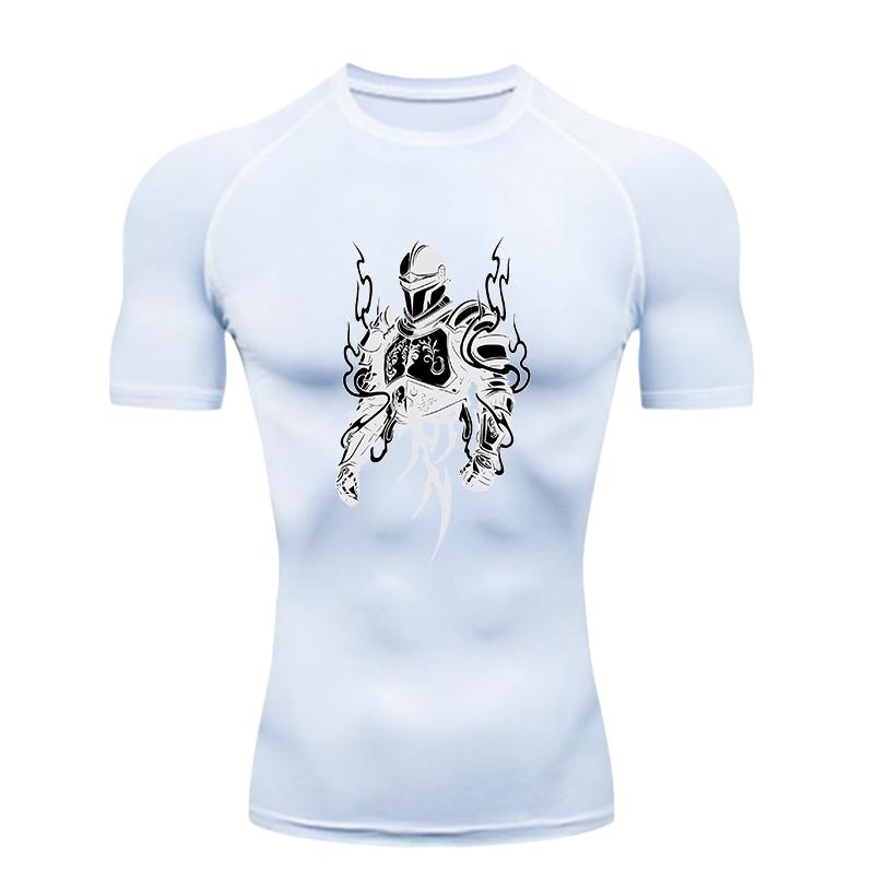 Knights Armor Design  Men's Sports T-shirt Training Fitness Compression Rashgard Tops Quick Dry Short Sleeve T-Shirt