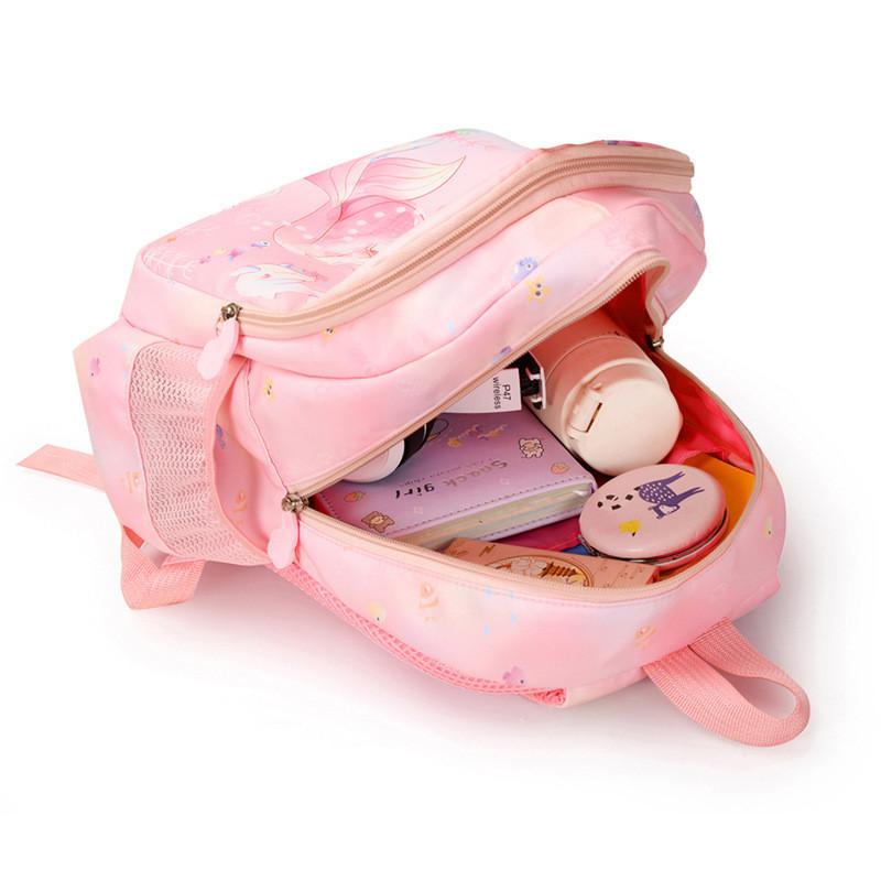 Cute Cartoon Mermaid Backpack For Preschool Girls Stylish Oxford Fabric Design
