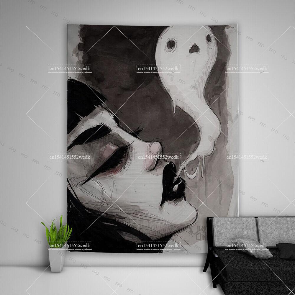 Kawaii School Girl Tapestry Wall Decor Anime Tapestry Manga Aesthetic Room Decoration Meme Tapestries Art Poster For Home