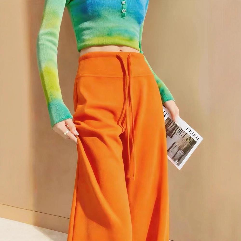 

Women s Petite High-Waisted Orange Sweatpants - Stylish Straight Leg Casual Sportswear XL