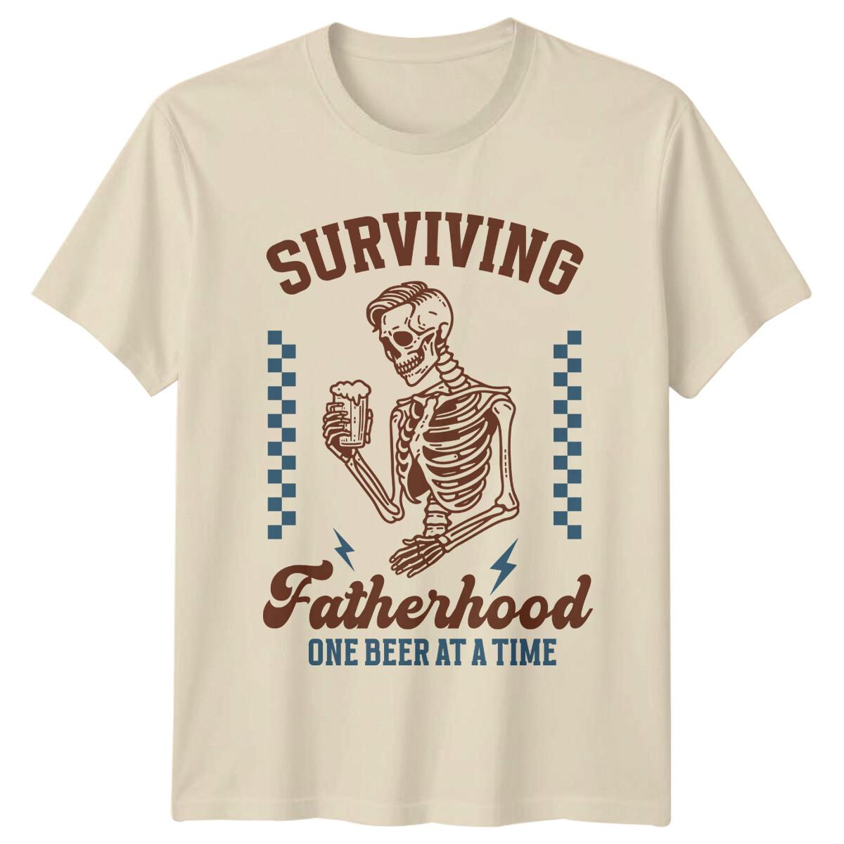 Surviving Fatherhood One Beer At A Time Skeleton Dad T-Shirt XXXXL