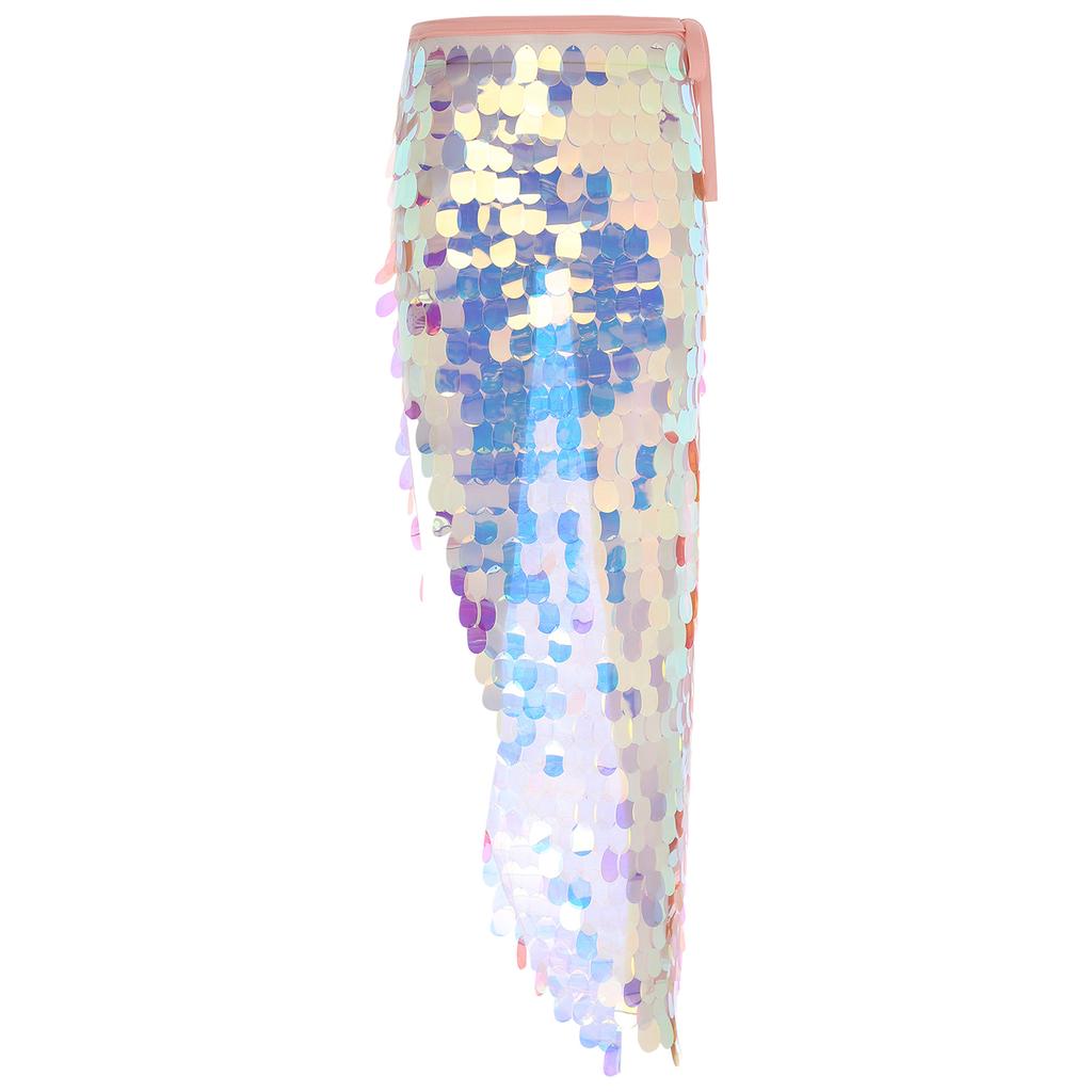 Womens Sparkly Sequin Hip Skirt Belly Dance Costume Lace Up Mermaid Scarf Wrap Halloween Festival Wear