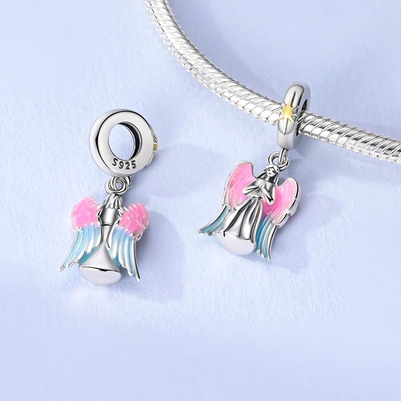 Lucky Prayer Angel Pendants Copper Original Beads Fit Original Charms Bracelet Beads Jewelry Gifts For Women