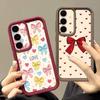 Husă de telefon din silicon cu imprimeu fundițe roșii pentru Samsung Galaxy S26 S25 S24 S23 Ultra S25 S24 FE A57 A56 A37 A17 A55 A27 A36 A35