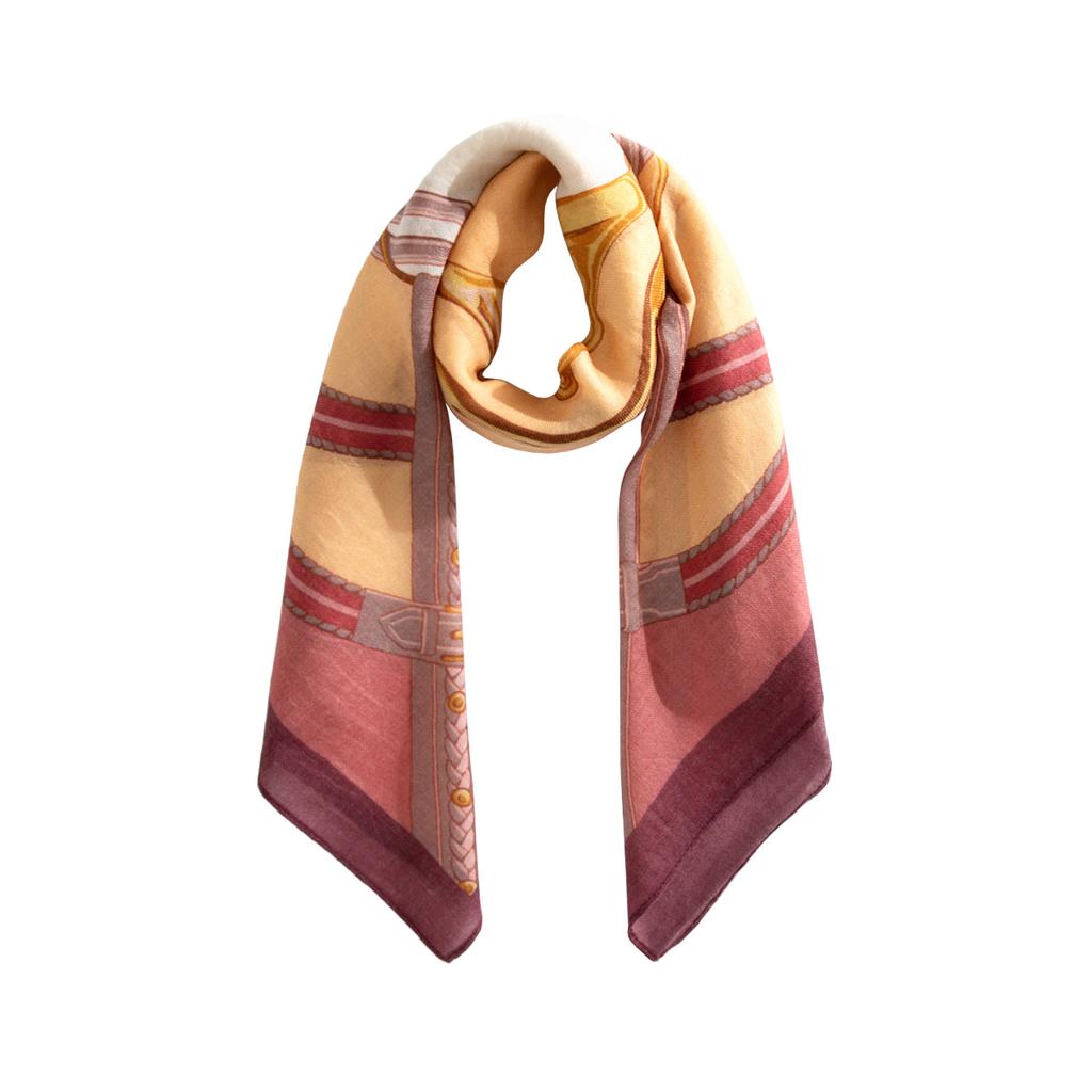 Silk World's new 200 count 100% wool square scarf, fashionable and high-end printed air conditioning shawl, women's versatile scarf