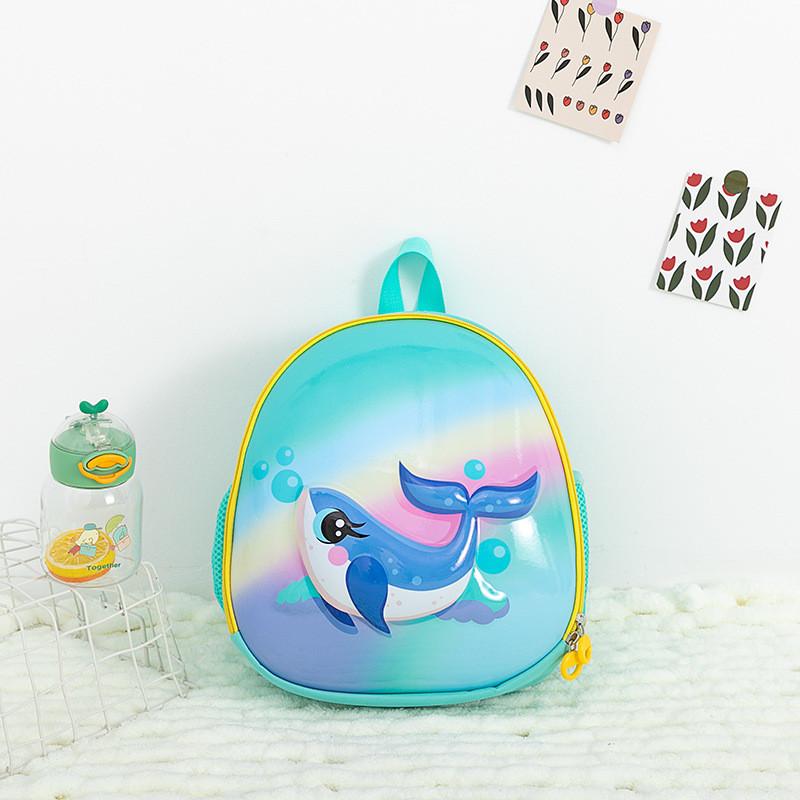 

Stylish Cartoon Dolphin School Backpack Lightweight Comfortable For Toddlers Ages 3 To 6 зелений