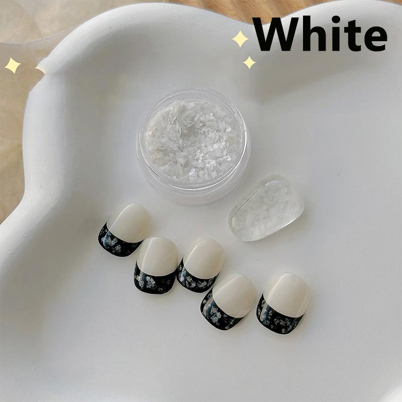 1Box White Black Eggshell Glitter Powder Quail Egg Irregular Sequins Natural Ore Color Powder Nail Art Decoration Accessories