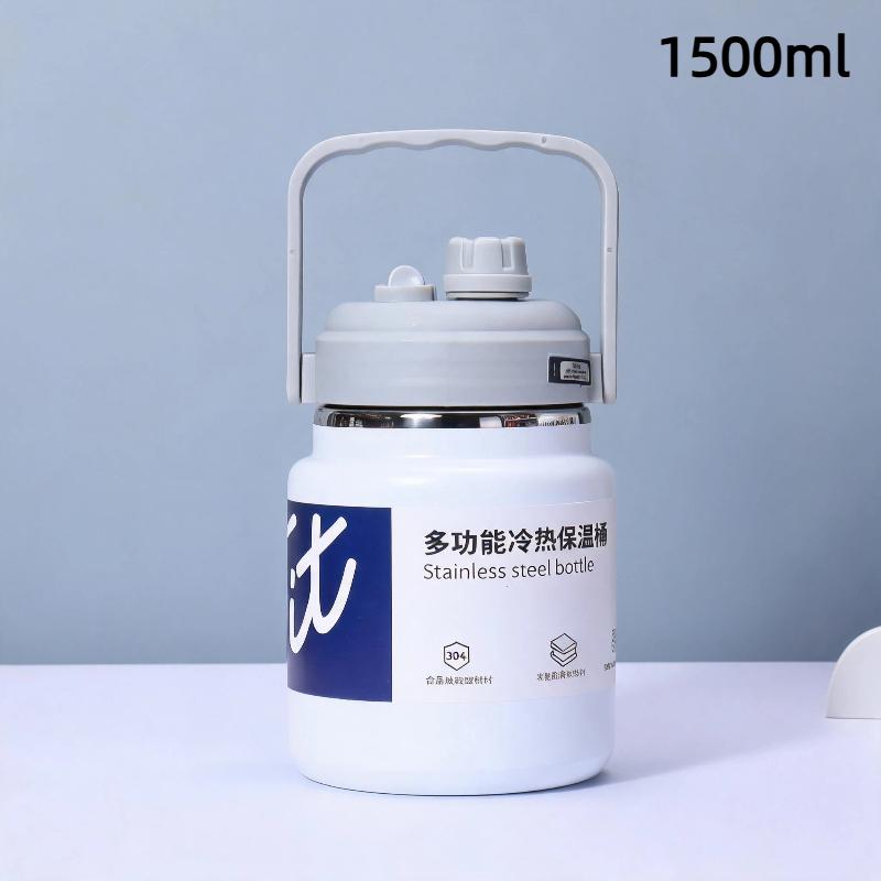 Stainless Steel Insulated Water Jug Food Grade Leak Proof Lid 24H Heat Cold Retention for Picnic Beach Trips