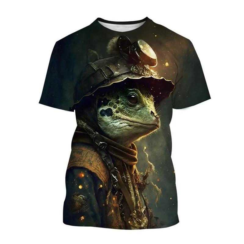 3D Printed Cute Frog T Shirt for Men Cartoon Animal Pattern Tees Summer Casual Loose Round Neck T-Shirts Unisex Street Tops