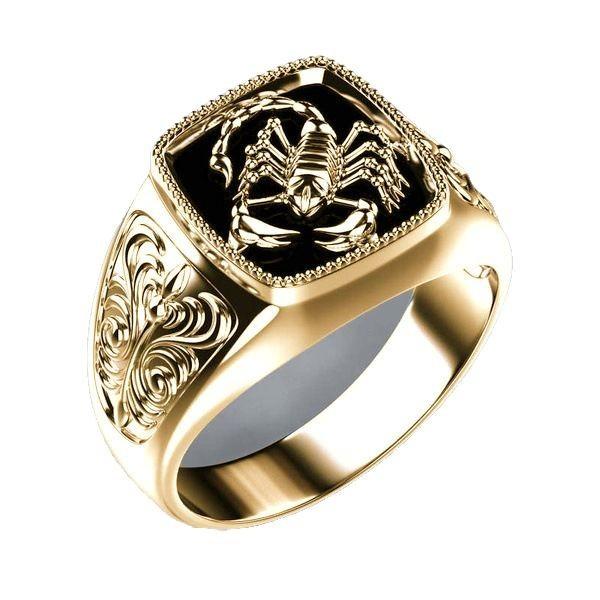 Luxury Best-selling Men's Ring, Pattern Personalized Electroplated Scorpion Ring, Epoxy Black Ring Hand Jewelry