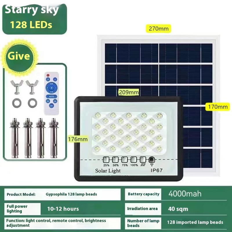 1 Set Backyard Street Lamps Security Flood Lighting Solar Light High-Power 52/72/128Led Dusk To Dawn Led Solar Street Light