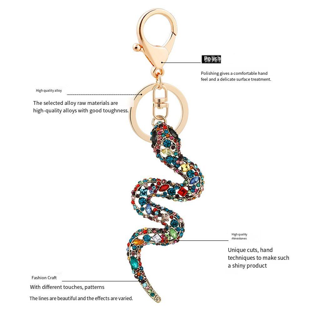 Mixed Color Rhinestone Snake Keychain Fortune Women's Bag Pendant  Year of Chinese