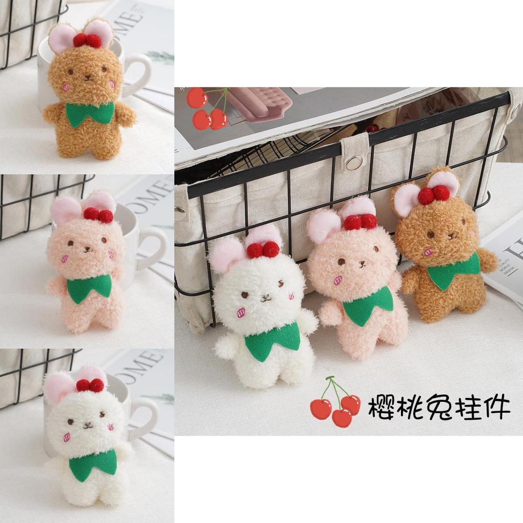 Adorable Cherry Bunny Plush Toy Mini Teddy Bear Bag Charm For Couples And Girls