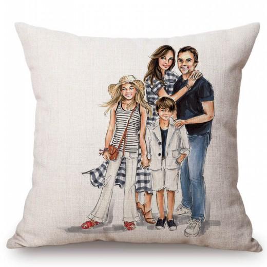 Baby Mother Parenting Art Cozy Family Hand Drawing Sketch Home Decoration Cotton Linen Sofa Throw Pillow Case Car Cushion Cover