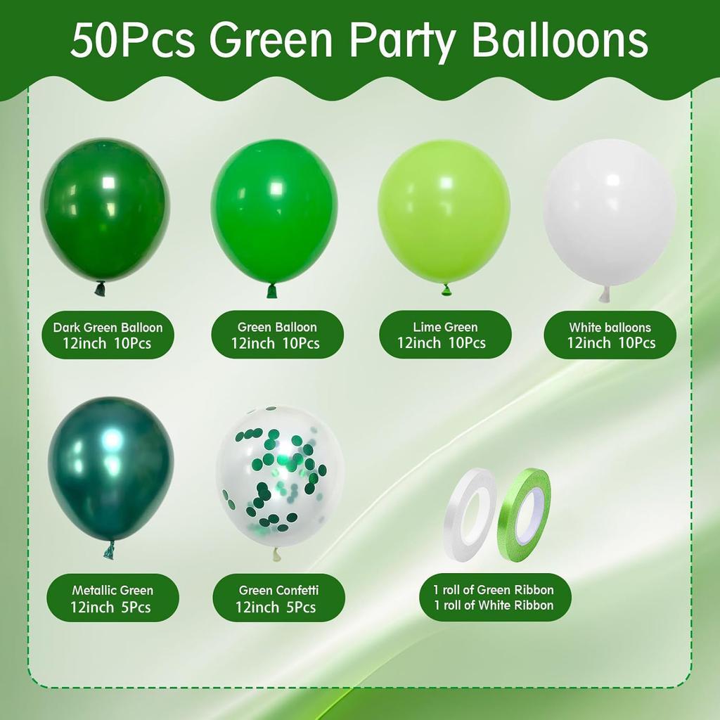 Set di 50 palloncini verdi da 12 pollici, adatto per matrimoni, compleanni, feste a tema, feste pre-matrimoniali, riunioni di famiglia