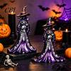 Gothic Home Decor Halloween Witch Figurine, Resin Black Cat Statue with Pumpkin, Retro Party Supplies Sculpture, Tabletop Ornament for Display