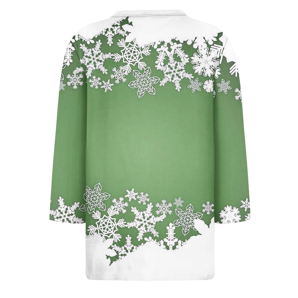 Mote Casual Rund Hals 3/4 Erme Løs Trykket T-skjorte Dame Topp