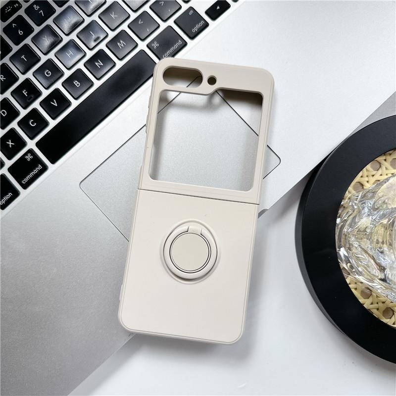 Applicable To Samsung Zflip7 Liquid Silicone Zflip6 Ring Mobile Phone Case Zflip4 Folding Screen Protective Case Foreign Trade