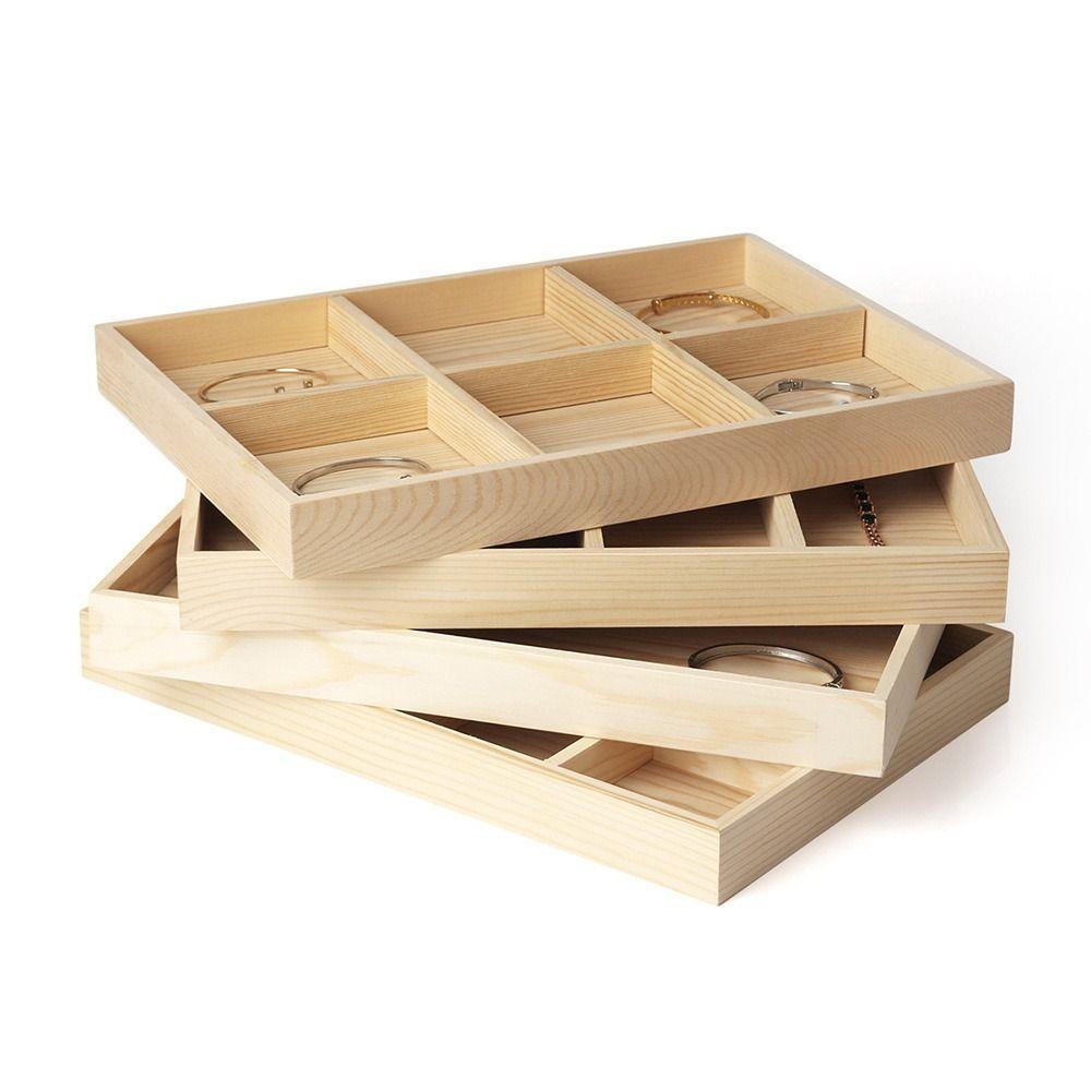 Wooden Jewelry Display Tray Multi-grid Stackable Card Box Jewelry Storage Box