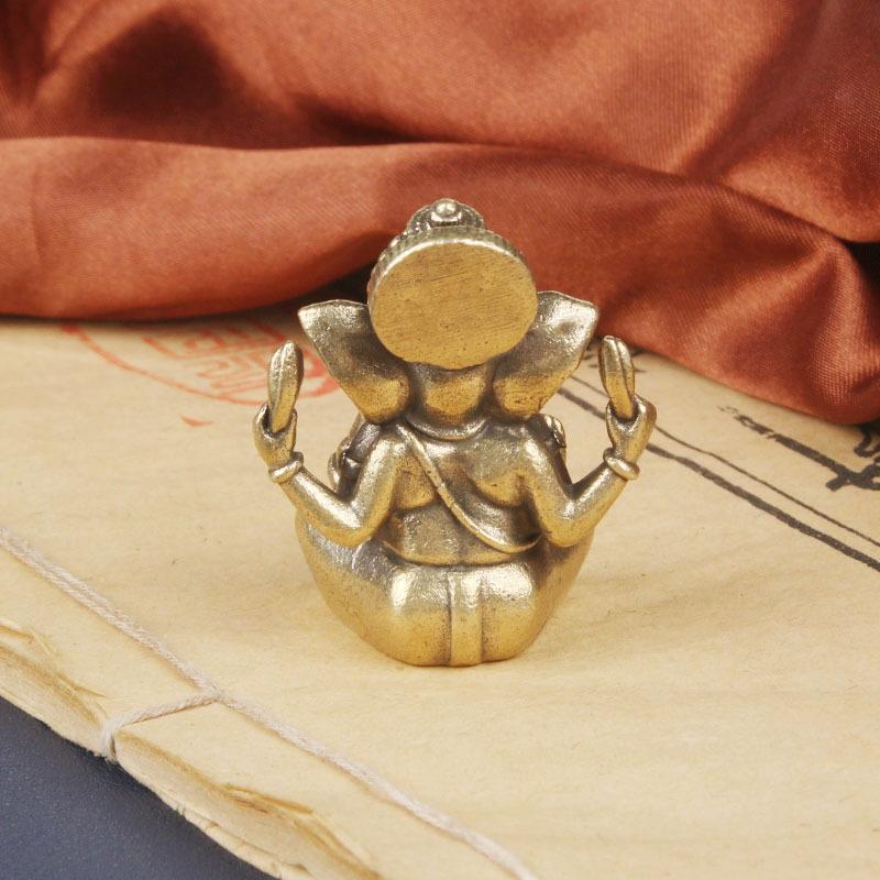 Vintage Brass Thai Elephant God Desktop Ornament Elephant Trunk God Of Wealth Bronze Carving Crafts Collection Home Decoration