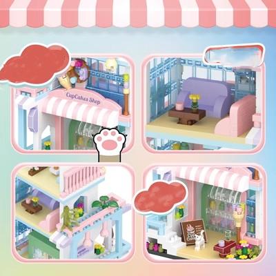 Creative Flower House Construction Blocks Dessert Shop Street View Model Blocks Toys Micro Blocks Toys For Young Boys Girls Present Kids Toys