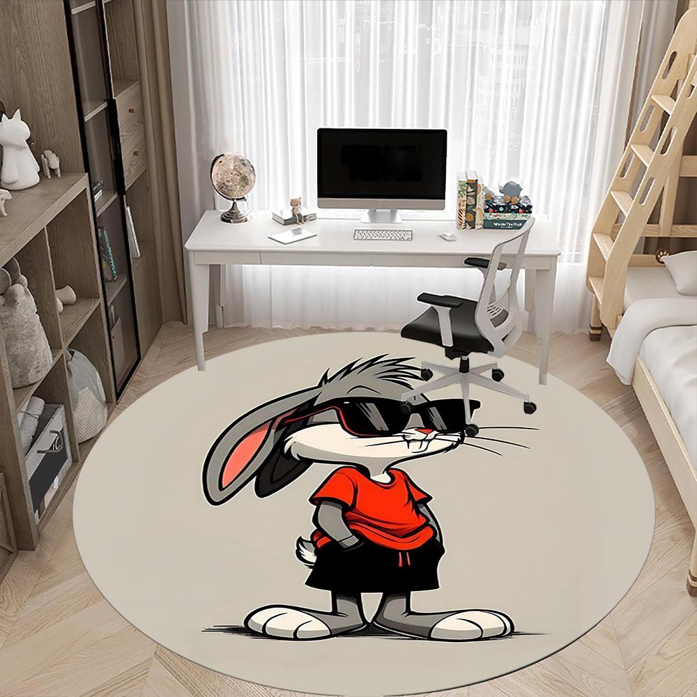 1pc Bugs Bunny Office Round Area Rug, Under Office Chairs Bedroom Living Room Home Decor, Available In Various Sizes
