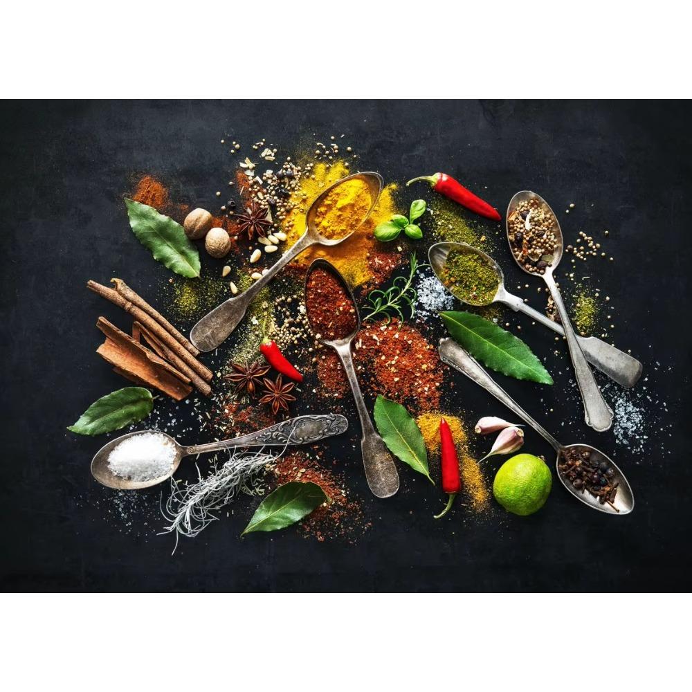 Modern Colorful Spices Chili Seasoning Spoon Posters and Prints Canvas Printing Wall Art Picture for Restaurant Kitchen