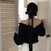 Smooth Satin Hair Ribbon Lace-up Bows Large Ponytail Holder Silky Bow Ponytails Hairpin Hair