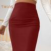 Women Maxi Skirt High Waist Solid Color Fishtail Skirt Slim Fit Hip Lifting Ankle Length Skirt Shirring Design Long Skirt