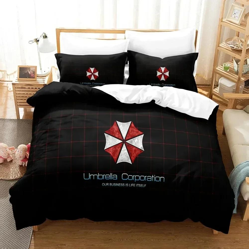 Bettwäsche-Set „Corporation Red Umbrella“ für Jungen und Mädchen, Einzel- und Doppelbettgröße, Bettbezug, Kissenbezug, Kinder- und Erwachsenenmode, Heimtextilien